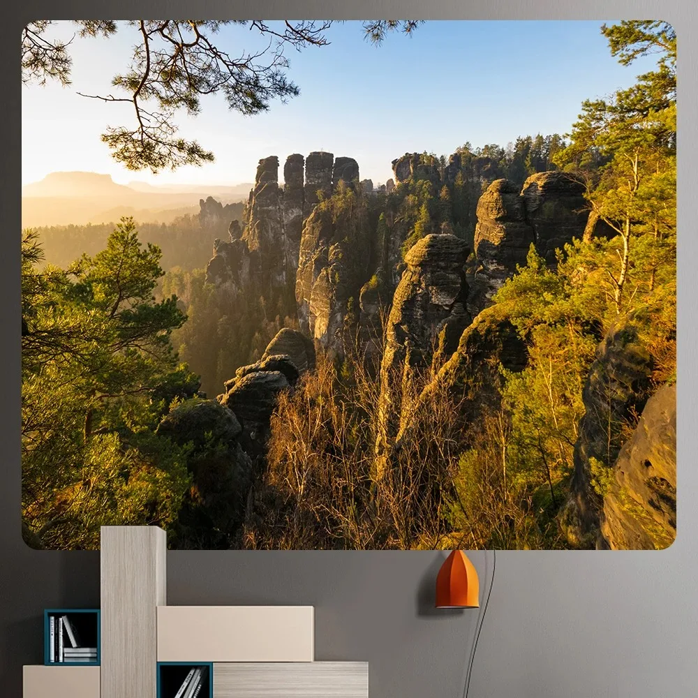 Богемный гобелен океанский пейзаж пещера узор фон ткань украшение дома комната