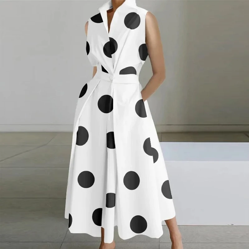 

Elegant Women Pleated Loose Hem Party Dresses Solid One Buttoned Slim Waist Shirt Dress Fashion Ruffle Flying Sleeve Long Dress