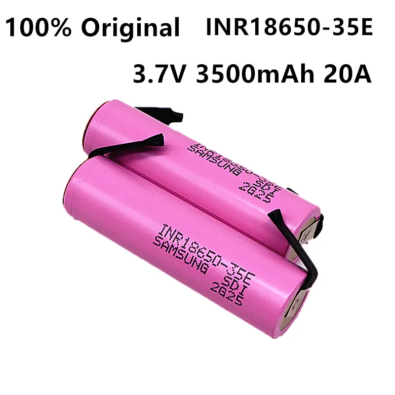 

4pcs 100%Original ForSamsung 18650 3500mAh 20A discharge INR18650-35E 3.7v 18650 battery 3.7v rechargable Battery+DIY nickel