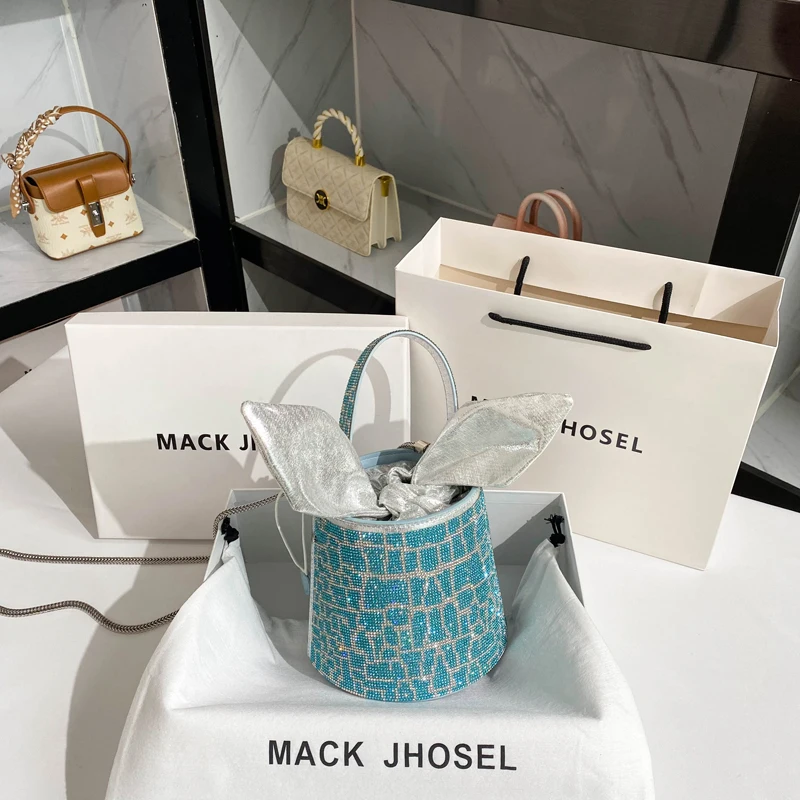

Luxury Rhinestone Shiny Diamond Bucket Bag Women Fashion Handbag Evening Clutch Purse Shoulder Crossbody Bag Party Bling Bag