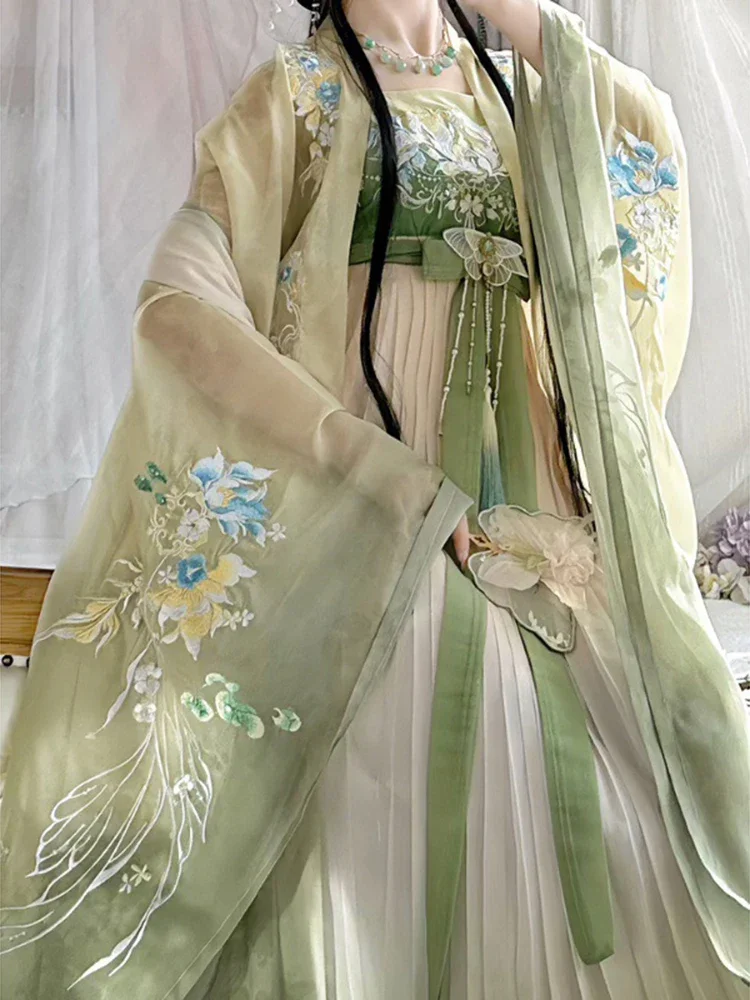 YJ50 Hanfu женское платье для тяжелой промышленности с вышивкой и большими рукавами