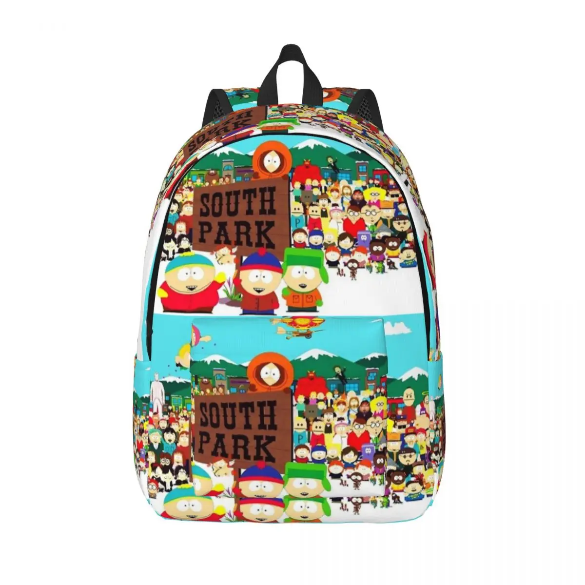 

South-Park All Characters Backpack for Boy Girl Kids Student School Bookbag Cartoon Canvas Daypack Preschool Primary Bag