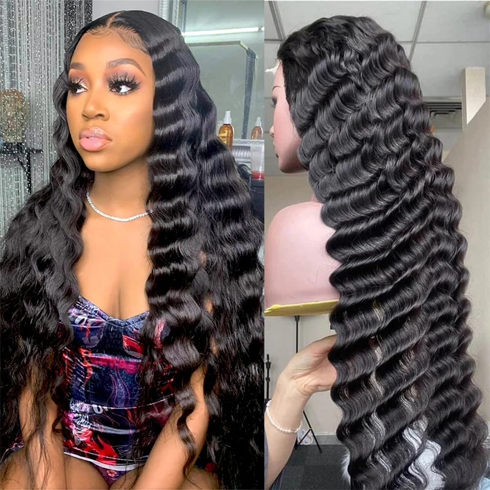 10A Lace Front Wigs Human Hair Pre Plucked Loose Deep Wave 5x5 Transparent Lace Closure Wig for Black Women Brazilian Real Hair