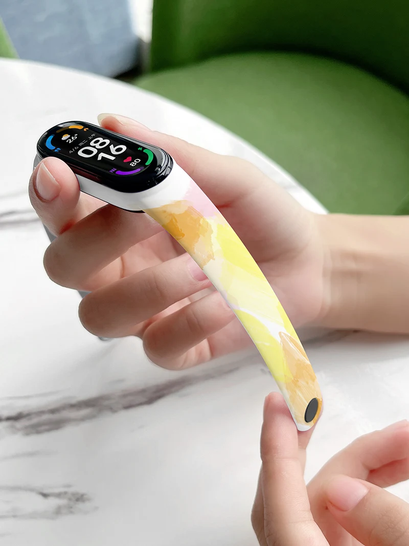 For Mi Band 7 6 5 4 3 Strap Silicone Trend Printing Blet Pattern XiaoMI 5 6 4 Watch Band Bracelet Smart Sports Fitness Wristband