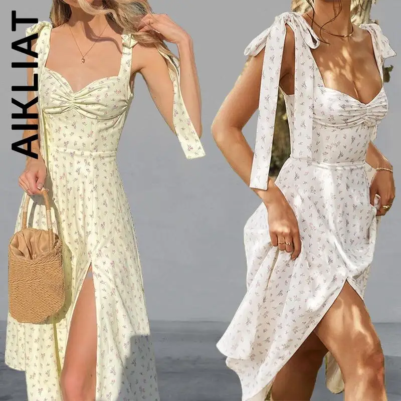 

Модное женское платье Aikliat с цветочным принтом и открытой спиной, корейское мягкое платье, дешевые праздничные платья для вечеринок, женски...