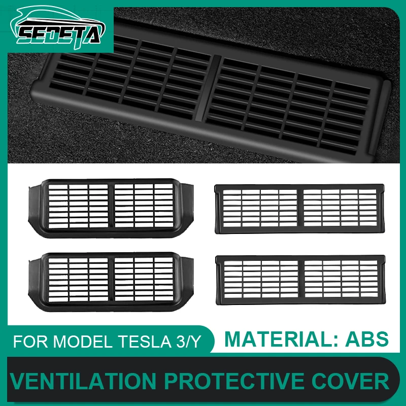 ABS 2Pcs Tesla Car Under-Seat Vent Protection Cover For Model 3/Y Hollow Out Design Easy to Install Air Outlet Accessories
