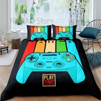 gaming duvet cover gamer bedding sets gamepad controller printed comforter cover cartoon watercolor quilt cover for kids teens