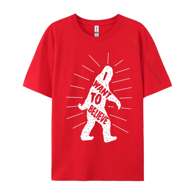 Funny Bigfoot Shirt I Want To Believe Design T Cotton Men T-Shirt Tops &amp Tees Classic
