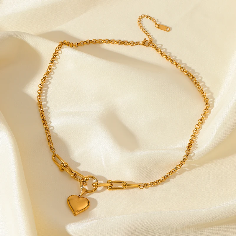 Женское ожерелье EILIECK с подвеской в виде сердца из нержавеющей стали