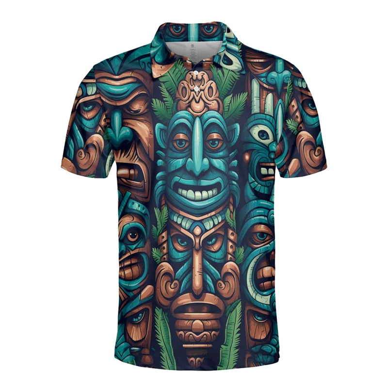 Рубашка-поло мужская с коротким рукавом и принтом маски