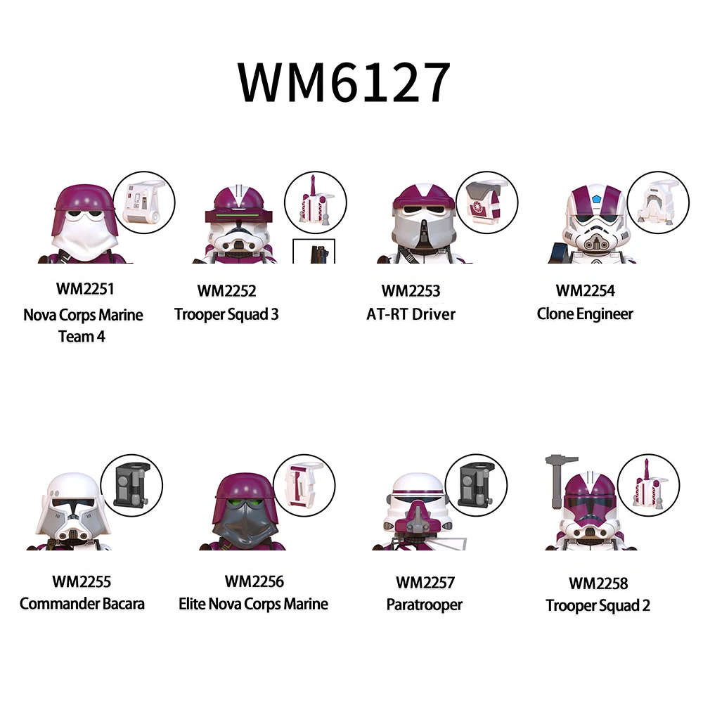 WM6127 Building Blocks 8 pcs/set Nova Corps Marine Team4 Bri