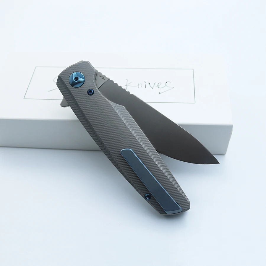 Smke Knives Custom Specter Flipper Pocket Folding Knife M390 Blade Titanium Handle Tactical Survival Camping |