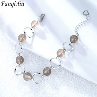 fanqieliu s925 stamp new womans bracelet luxury opal stone beaded big o chain bangles jewelry gift for girl trendy fql20333