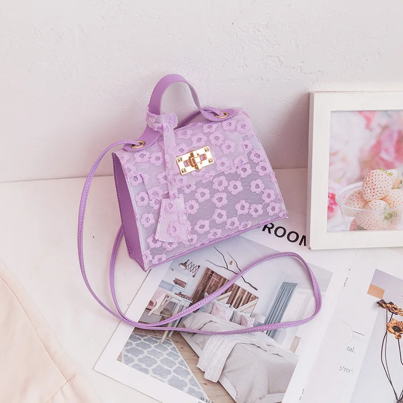 

Women Lace Flower Shoulder Bag Female Transparent Shoulder Crossbody Bag Casual Ladies Cute Girl Pu Leather Mini Purse Handbags