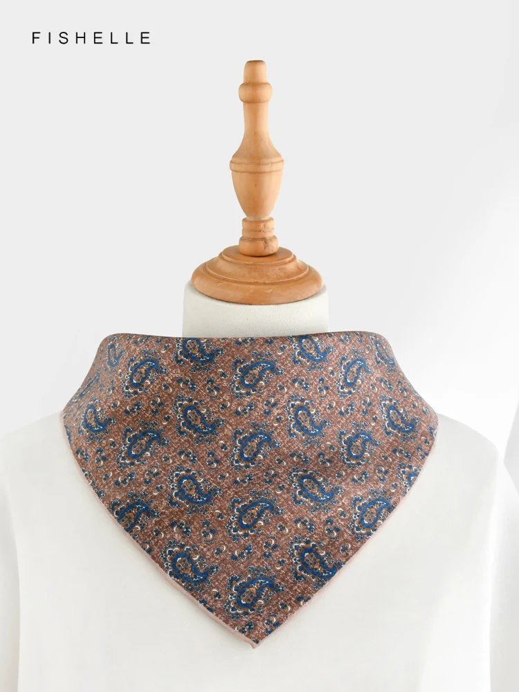 Новый маленький квадратный шарф коричневого и кофейного цвета из натурального