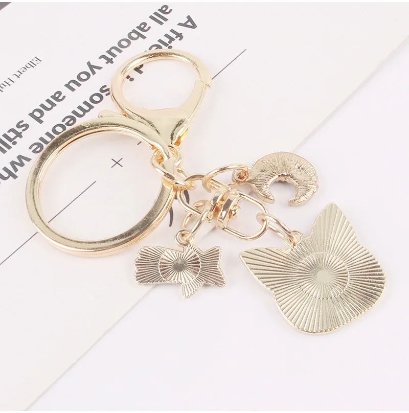 Милый брелок с котом из мультфильма металлическая подвеска в виде звезды Луны и