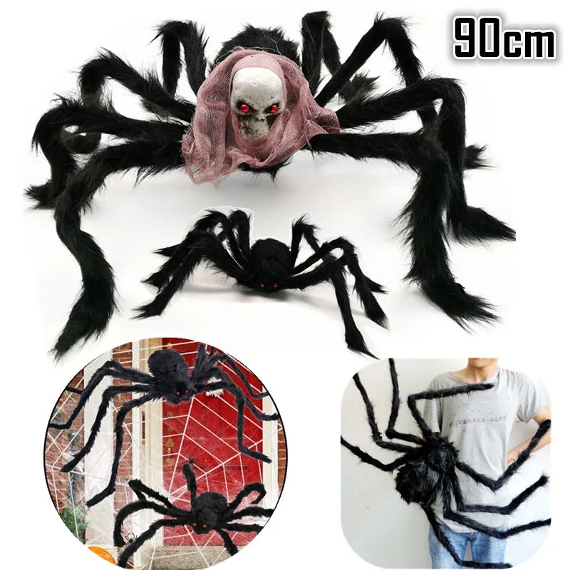 

30cm/50cm/75cm/90cm Halloween Giant Spider Scary Red Eyes Animal Bar Haunted House Garden Home Halloween Horror Decoration