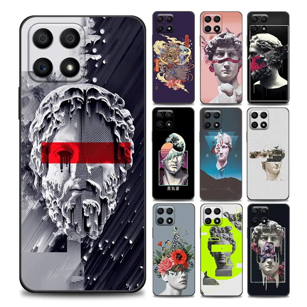 

Art David Statue Flower Phone Case for Honor 8X 9S 9A 9C 9X Lite 9A 50 10 20 30 Pro 30i 20S(6.15) Soft Silicone