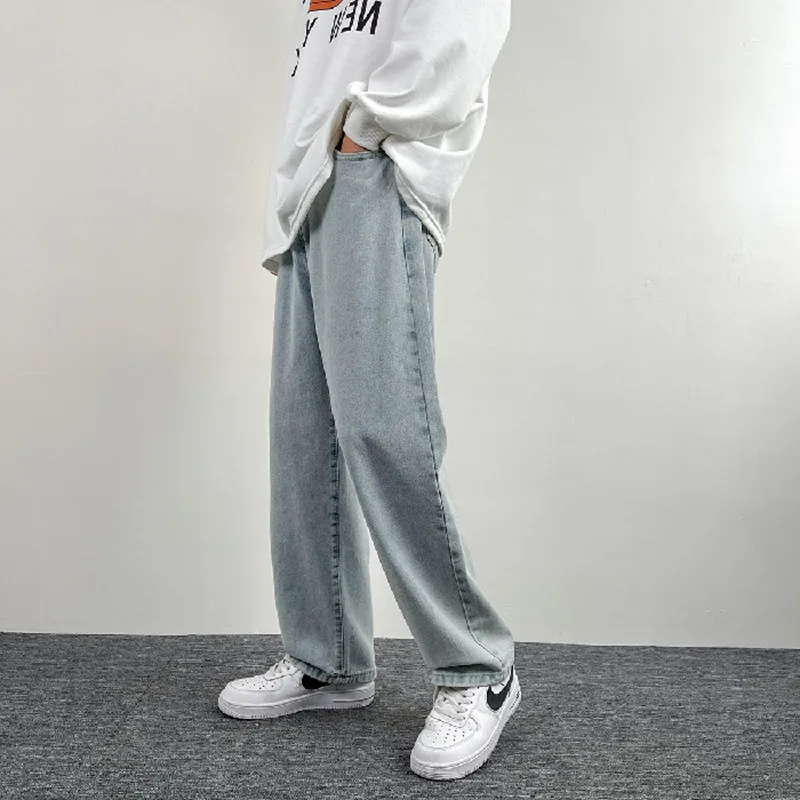Straight Baggy Jeans Mens 2023 New Fashion Streetwear Casual Loose Wide Leg Korean Style Mopping Denim Pants Daily Trousers
