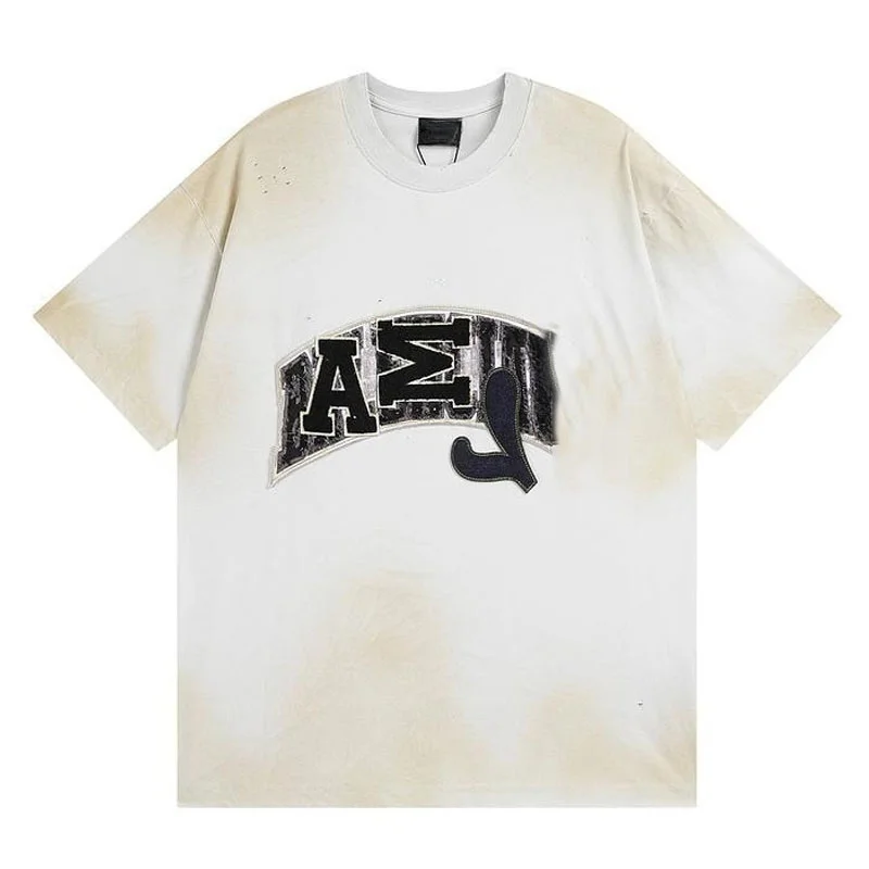 

High Quality Luxury Embroidery Distressd Football Club T-shirt for Men Women Letter Hip Hop Oversized Top