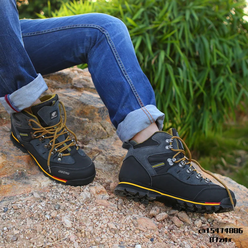 New Outdoor Big Size Waterproof Hiking Shoes For Men Suede Breathable Trekking Sneakers Mountain Boots Anti-Slippery Sneakers