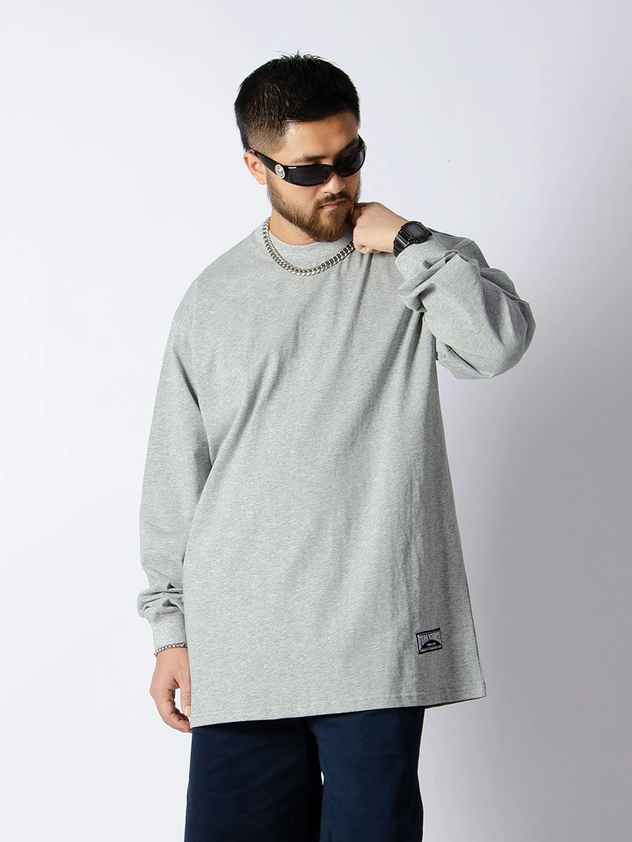 Autumn and Winter Heavy Cotton Small Neckline Solid Base Gray Long sleeves Shirt Popping Hip Hop Bboy Hiphop