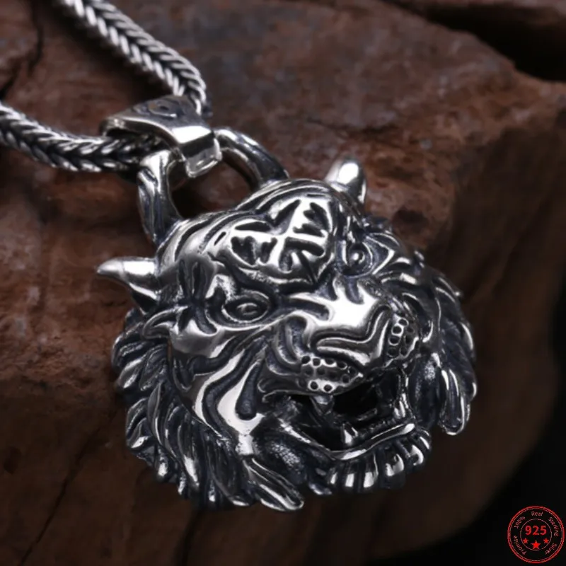 

S925 Sterling Silver Pendants for Men Women 2023 New Women's Fashion Chinese Exaggerate Tiger Pure Argentum Amulet Jewelry