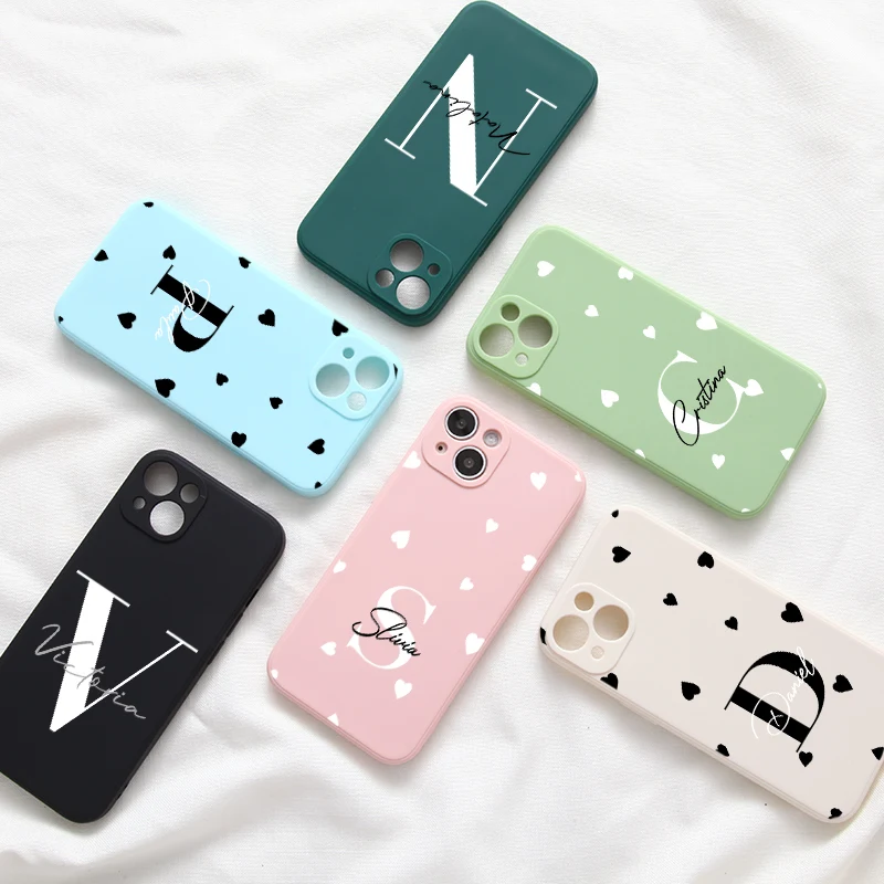 

Personalized Gift Custom Name for iPhone 14 Pro Max Case Luxury Silicone For iPhone 13 12 Mini 11 Pro 7 8 Plus X XS XR SE 2020