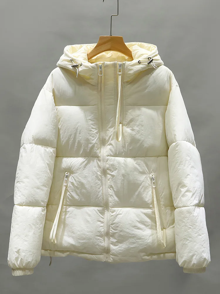 

2023 New Cotton Padded Lightweight Hooded Parka Winter Warm Autumn Winter Puffer Jacket Female Zipper Loose Coat Outwear