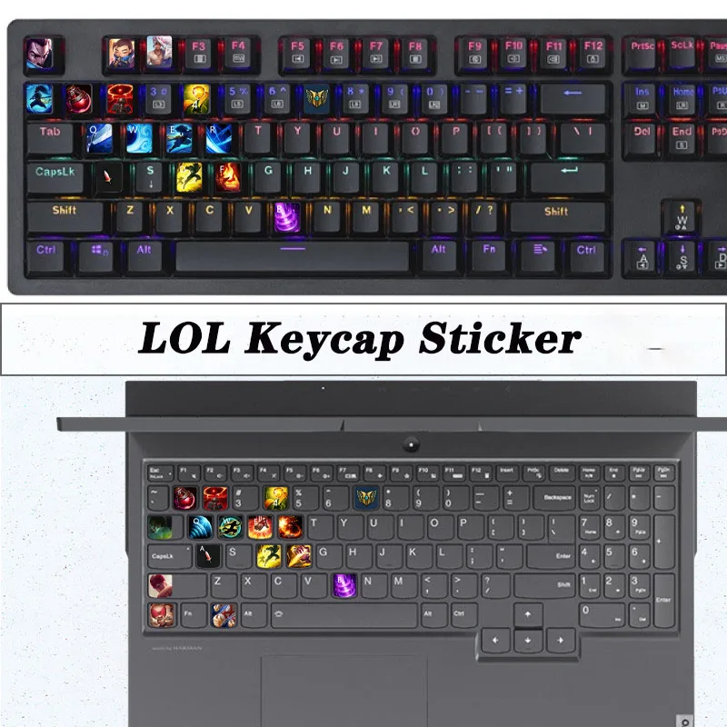 LOL Game Role Keycaps Sticker Gaming Mechanical Keyboard Notebook Custom Key caps Front Engraved Sticker Cartoon Protective Film
