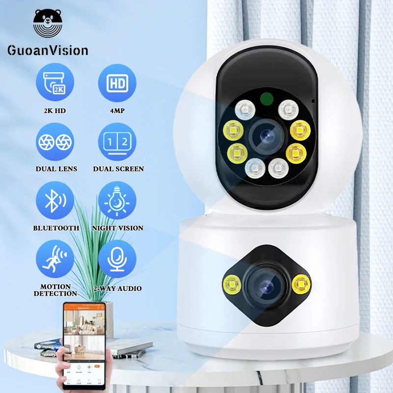

Dual Lens WIFI PTZ 2K 4MP Auto Tracking With Dynamic Static Combination of Color Night Vision HD Ball Machine Dual Camera CCTV