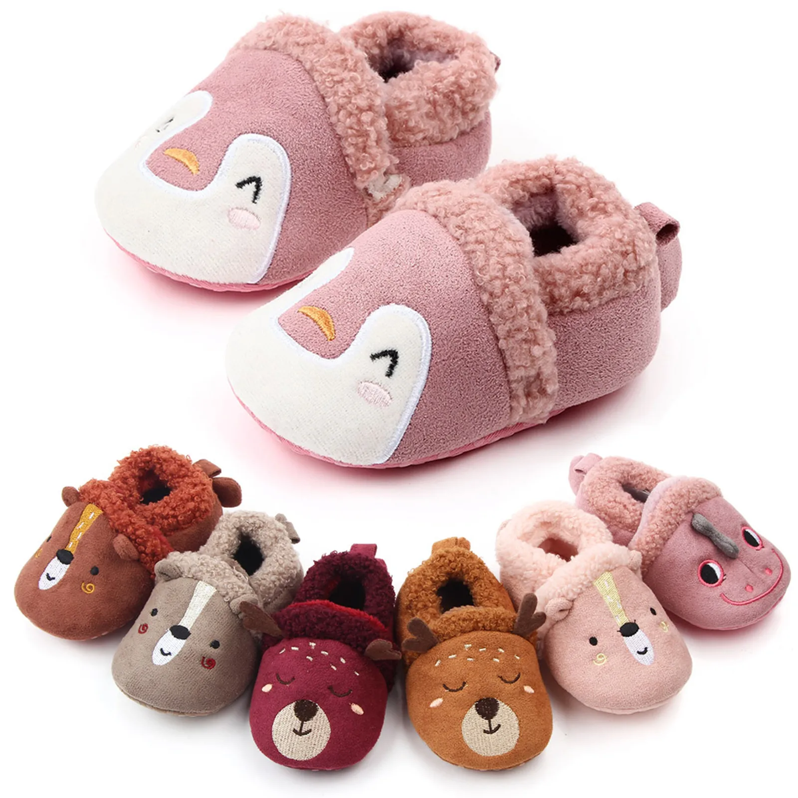 

2021 Baby Adorable Slippers Toddler Baby Boy Girl Knit Crib Shoes Cute Cartoon Anti-slip Prewalker for 0-1 Year Old Babies
