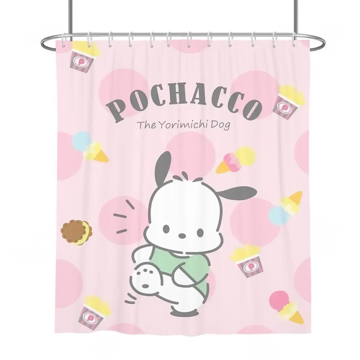 

Pink Blue Pochacco Cartoon Shower Curtains Kawaii Sanrios Cinnamonroll Waterproof Polyester Bathroom Curtain with Hooks Gift