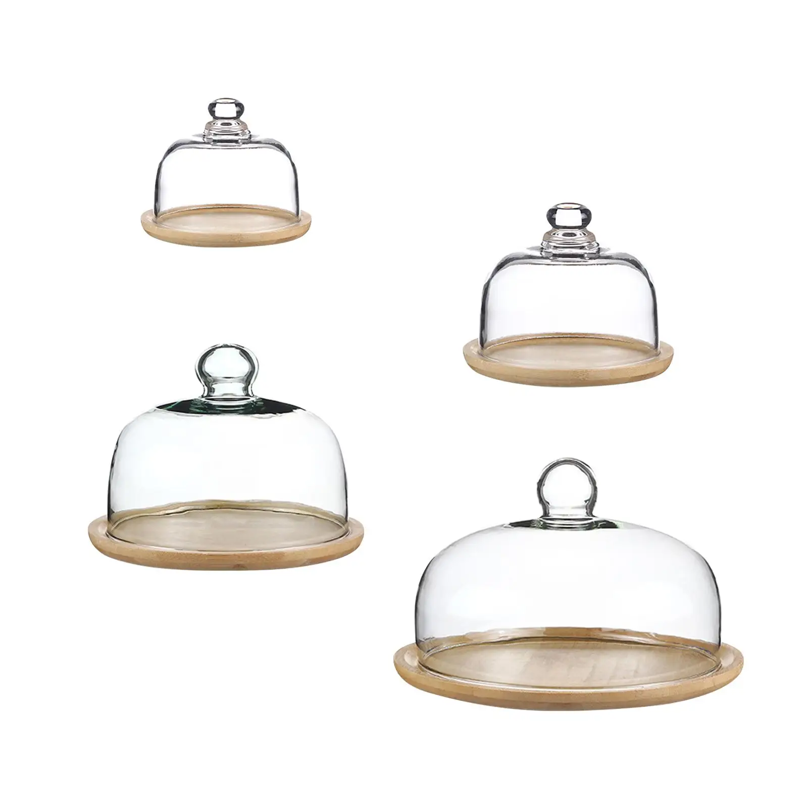 Cake Stand with Glass Dome Fruit Plate Dinnerware Dessert Storage for Festive