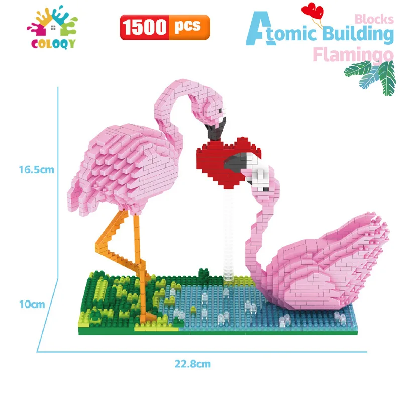 

Friends Toys 1500pcs Pink Love Flamingo Micro Building Blocks Assemble Bricks Love Toys For Girls Valentine's Day Gifts