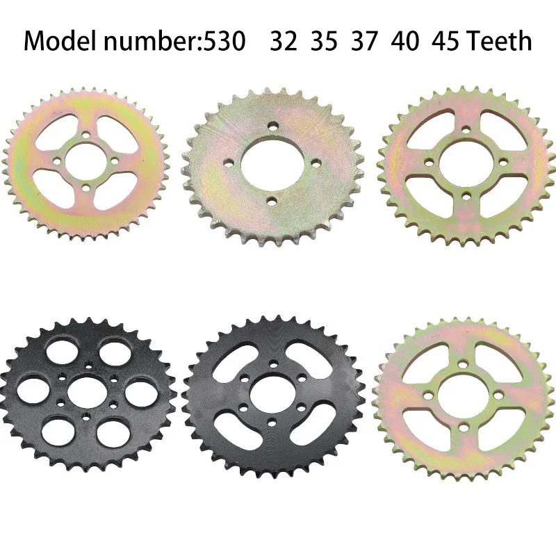 Задняя звездочка для мотоцикла 530, 32, 35, 37, 40, 45 зубьев, 166 мм-205 мм, для квадроцикла, квадроцикла, грязевого велосипеда, багги, карт