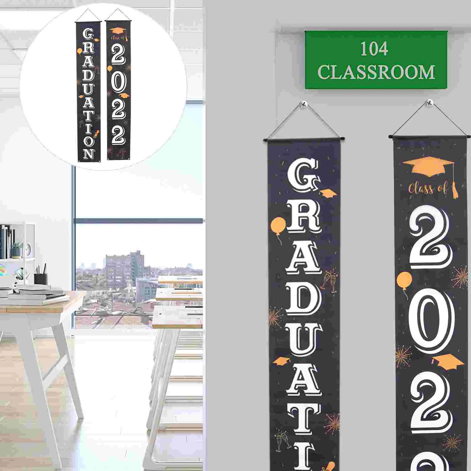 

1 Pair of Welcome Door Sign Congrats Grad Banner Graduation Door Banner Graduation Hanging Banner Graduation Door Poster