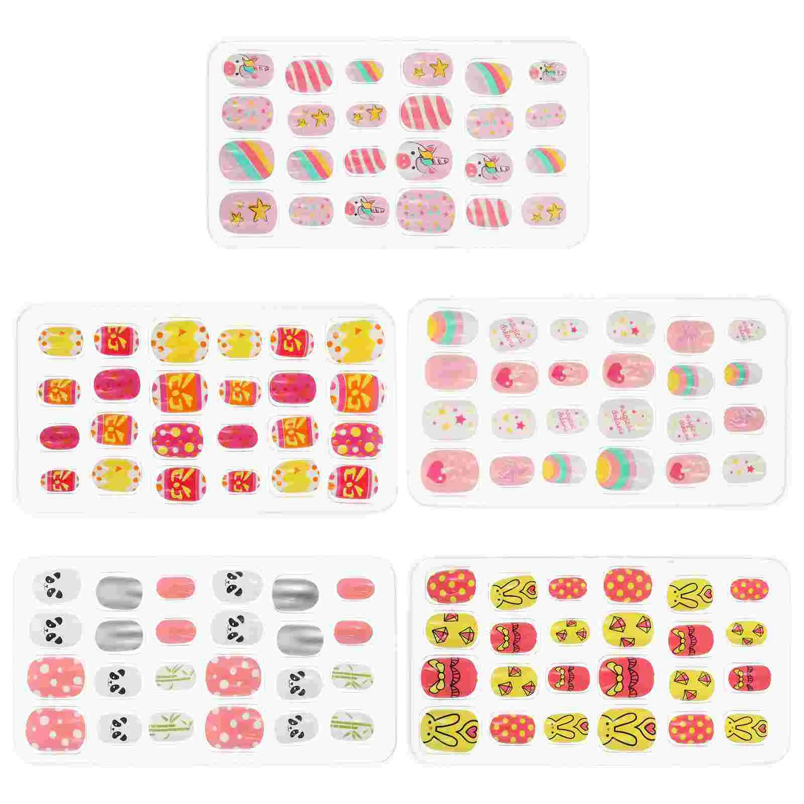 

120pcs Kids Nails Sticker Artificial Nails Full Cover Flake Nails for Kids Little Nail Decoration