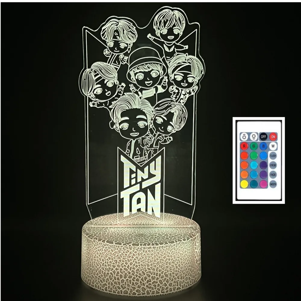 

Kpop JIN JIMIN SUGA JUNGKOOK JHOPE RM V Bangtan Boys 7 цветов светодиодный ночсветильник USB акриловый домашний декор для армейских подарков