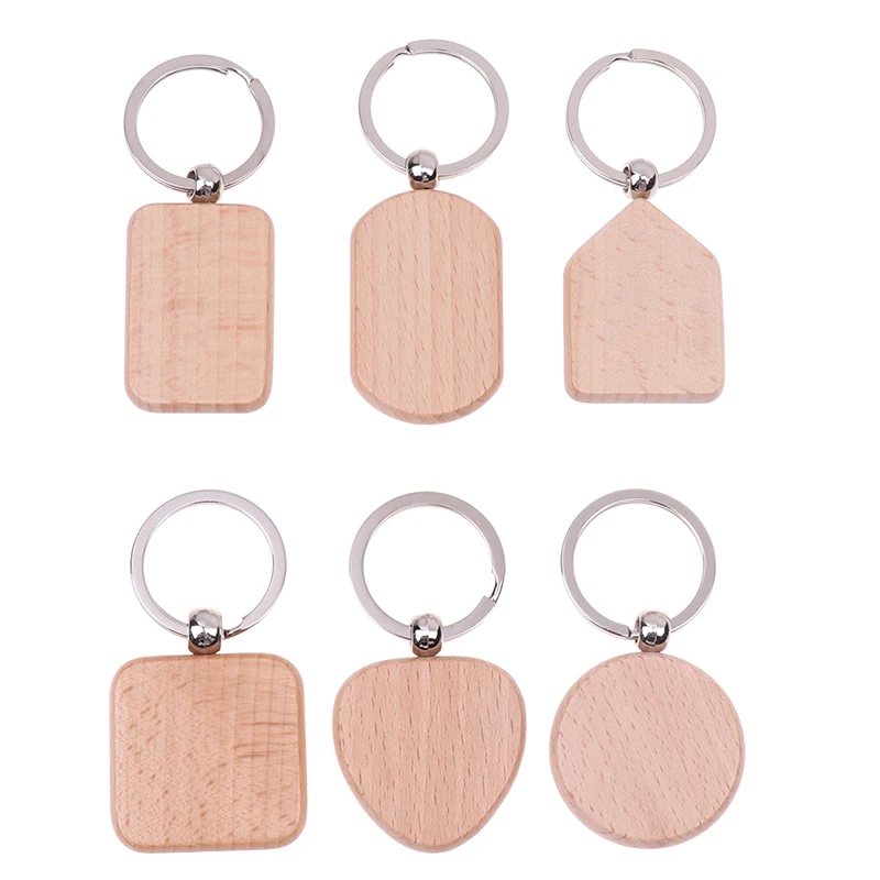 

2PCS Blank Wooden Engraving Keychain Key ID Tags Rings DIY Wood Keychains Personalized Supplies For DIY Craft