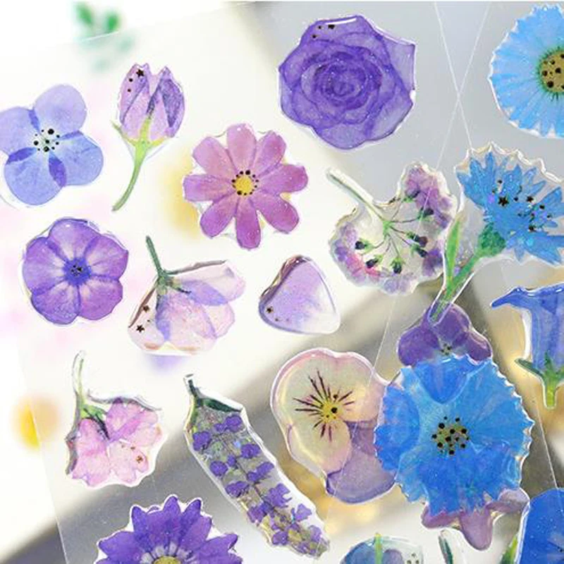 

1 лист водонепроницаемых декоративных наклеек с цветами и кристаллами, художественное украшение для журнала, домашнего хозяйства