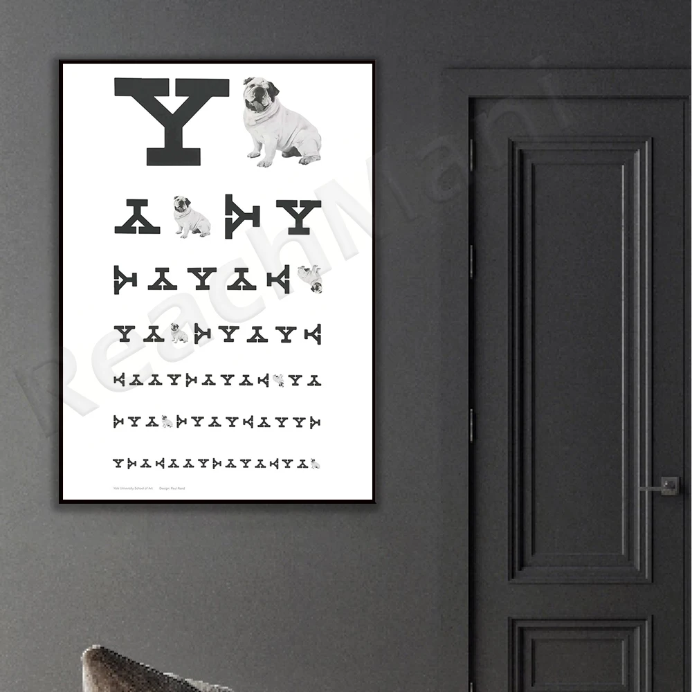 Печать плаката Пол Рэнд Школа Искусства Ялеса на холсте с таблицей Око Снелен