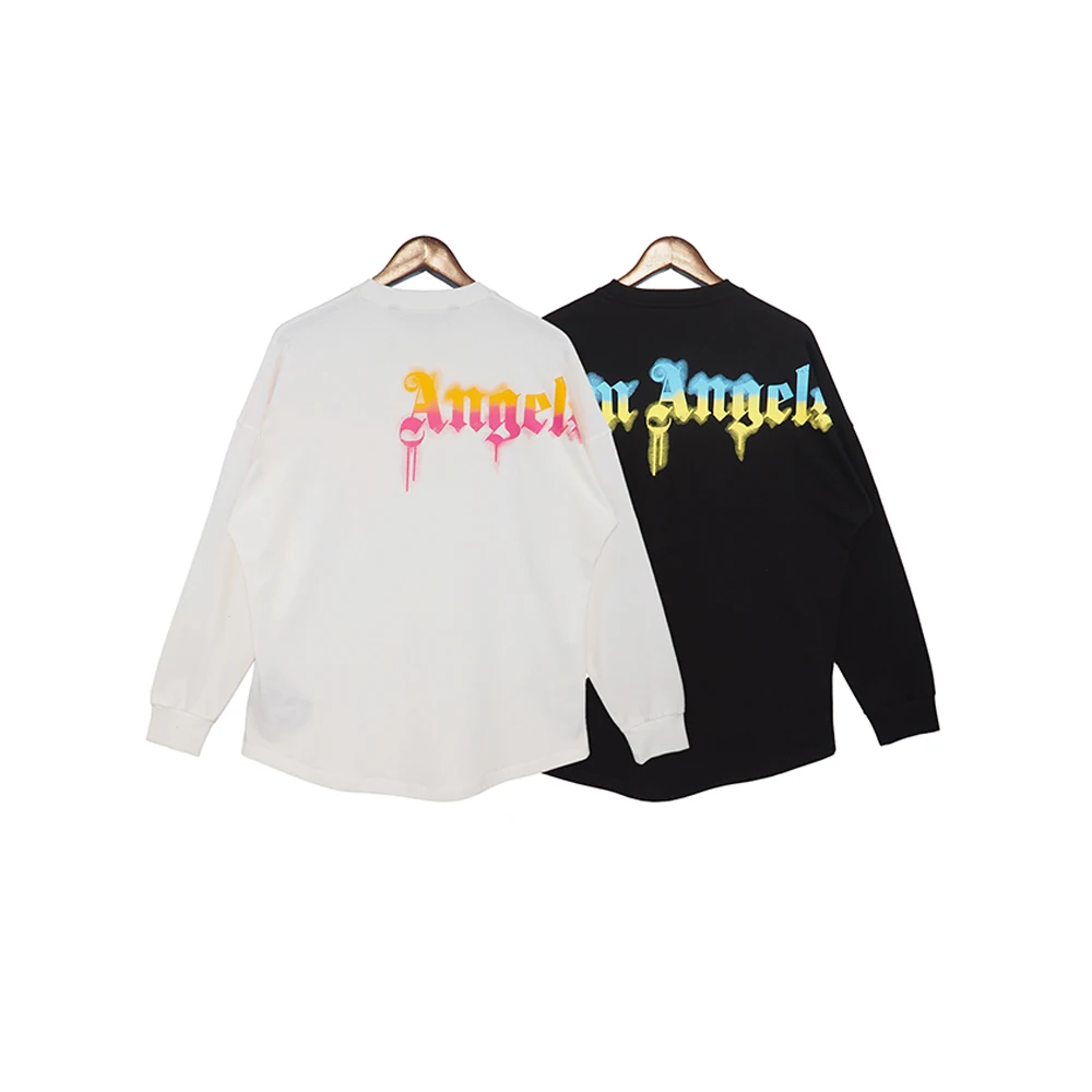 

PALM X ANGELS Print Long sleeve Cotton Workout Sport Clothing Men's Graffiti Style T-Shirt