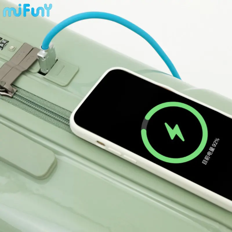 MiFuny Ice Cream Rolling Luggage with USB Charge Port Carry on Luggage with Wheels Boarding Suitcase Set Travel Luggage Trolley