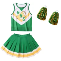 girls cosplay stranger things cheerleader uniform outfit kids t shirtmini pleated skirts sports competition performance clothes