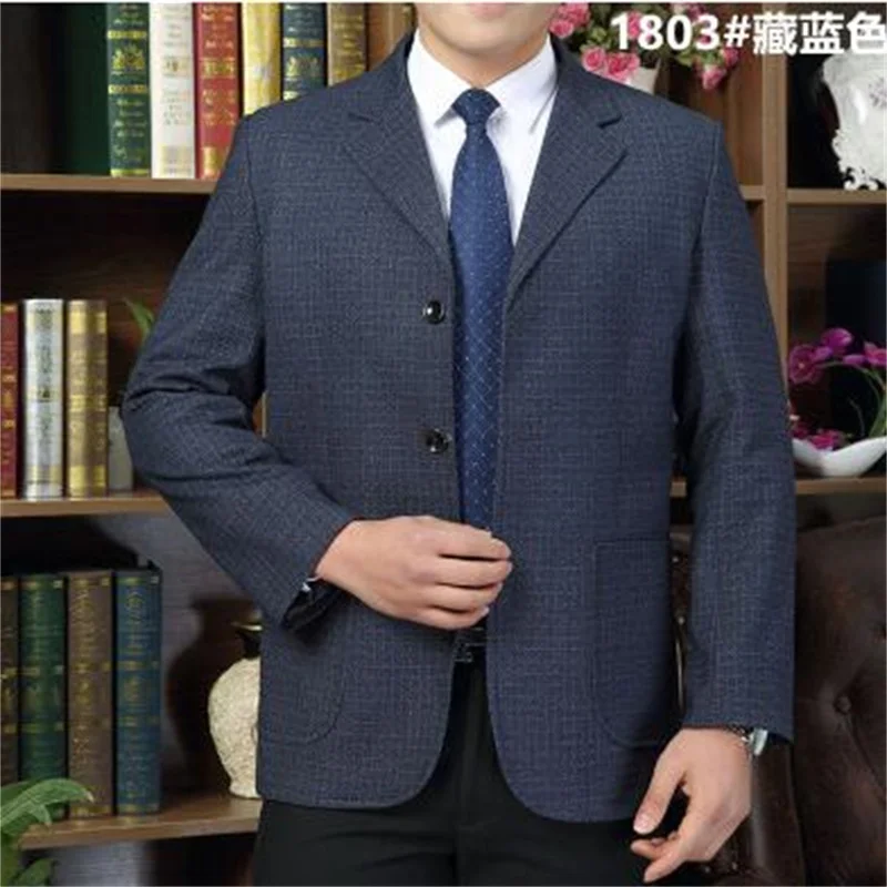 Middle-aged suits men blazer coats mens spring thin jacket autumn masculino slim fit casaco jaqueta masculina b302