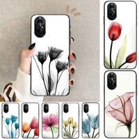 watercolor flower pattern clear phone case for huawei honor 20 10 9 8a 7 5t x pro lite 5g black etui coque hoesjes comic fash