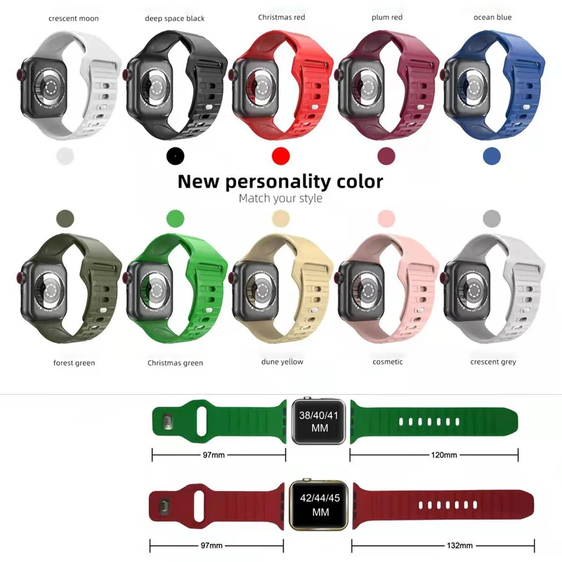 Silicone Strap For Apple Watch band 40mm 44mm 38mm 42mm 49mm 45mm 41mm Sport watchband bracelet iWatch series 3 5 6 se 7 8 Ultra