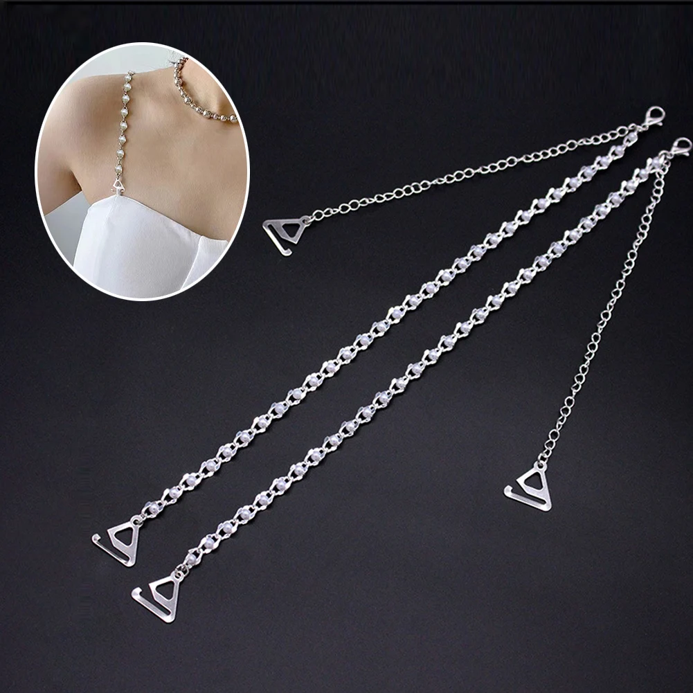 

Intimate Accessories Decorative Bra Straps Bra Chain Pearls Shoulder Straps Elegant Imitation Pearls Bra Accessories Adjustable