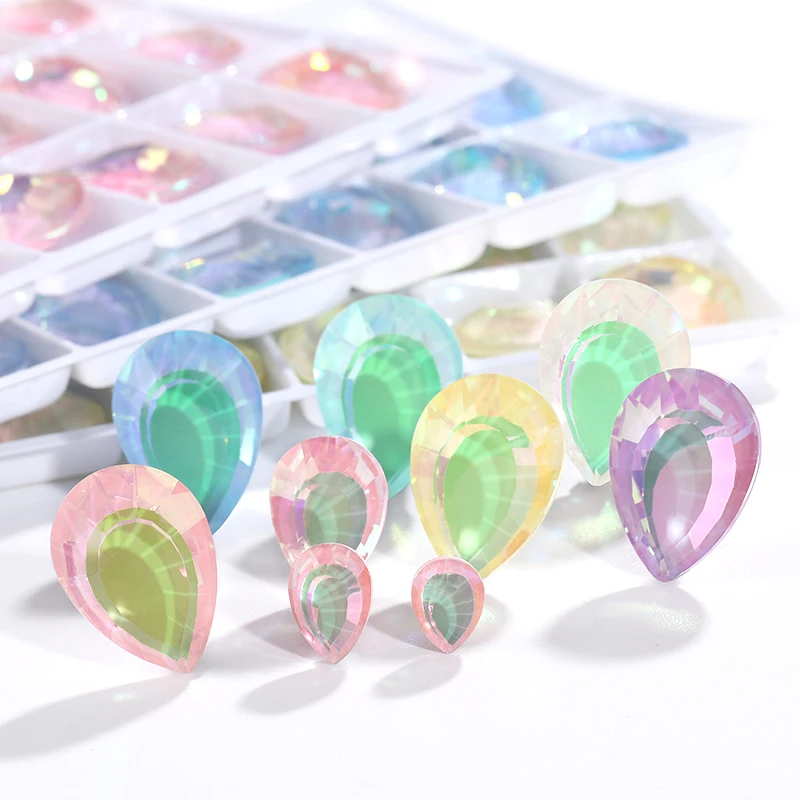 

Новое поступление, 10x14 мм, блестящие стеклянные стразы с острыми концами, искусство ногтей своими руками, декоративные драгоценные камни, аксессуары для украшения одежды